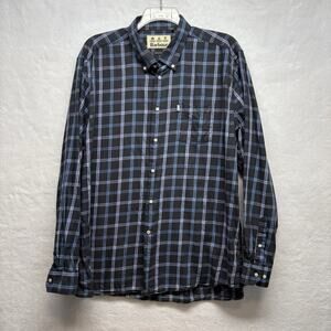 Barbour Navy and Light Blue Checkered Button Down Shirt